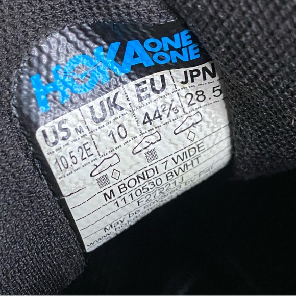 Hoka Bondi 7 Black White Men's Size 10.5 2E Running Shoes Wide 1110530 BWHT - Picture 10 of 11